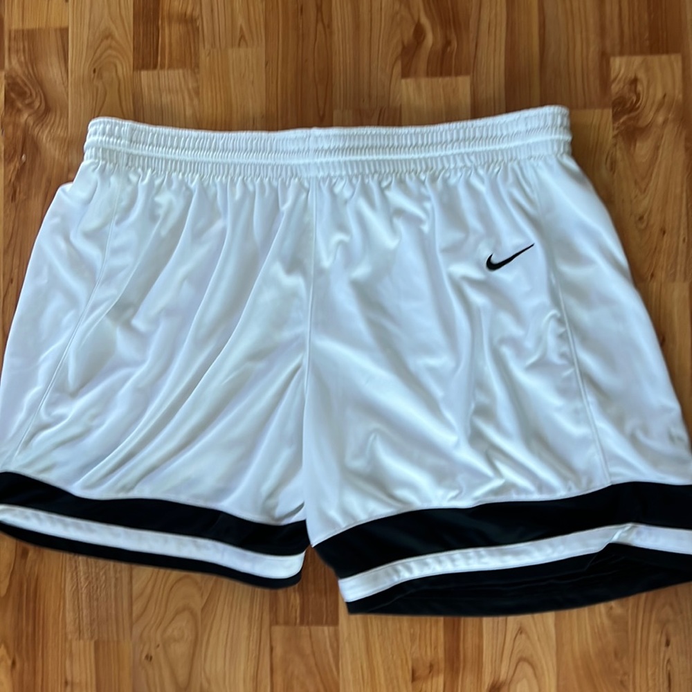 Nike White Athletic Shorts with Black Trim